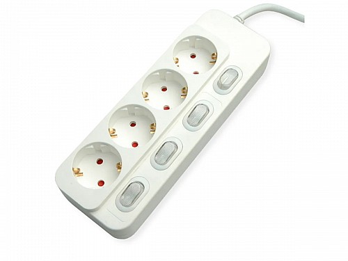 VALUE Power Strip 4-way with individual switches white 1.5m