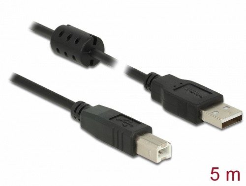 Delock Cable USB 2.0 Type-A male > USB 2.0 Type-B male 5m black