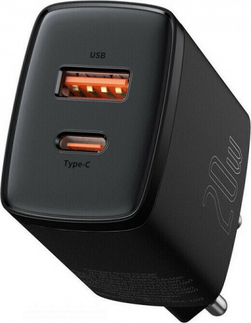 Baseus Φορτιστής Χωρίς Καλώδιο με Θύρα USB-A και Θύρα USB-C 20W Power Delivery / Quick Charge 3.0 Μαύρος (CCXJ-B01) (BASCCXJB01)
