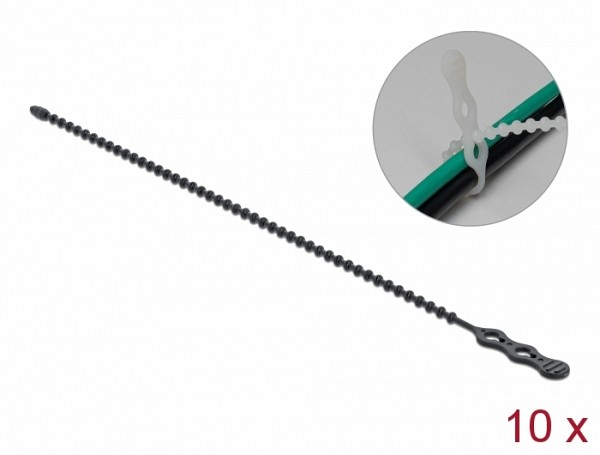 Delock CABLE TIES 310 x 4.5mm ΜΑΥΡΟ Beaded Tie reusable (10τεμ.)