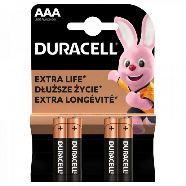 Duracell Αλκαλικές Μπαταρίες AAA 1.5V 4τμχ DAAALR03MN24004