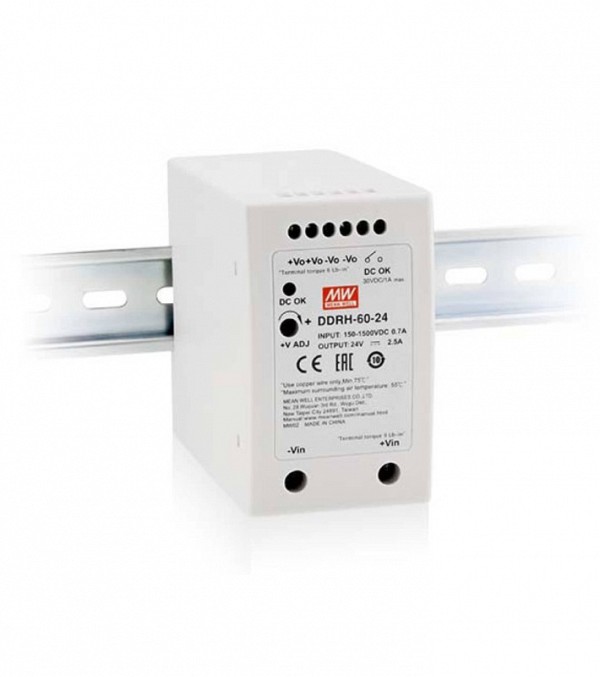 CONVERTER DC/DC ΡΑΓΑΣ 60W/150-1500V/24V/2.5A ULTRA WIDE INPUT DDRH-60-24 MEAN WELL