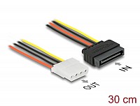 Delock Power Cable SATA 15 pin female > 4 pin female 30cm 60139