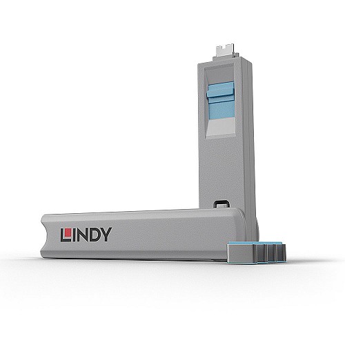 Lindy Port Blocker USB TYPE-C (1 key + 4 x blocks) Blue
