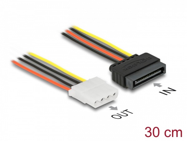 Delock Power Cable SATA 15 pin female > 4 pin female 30cm 60139