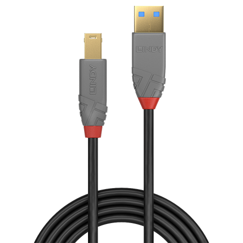 Lindy 2m USB 3.2 Type A to B Cable, 5Gbps, Anthra Line
