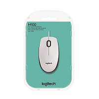 Logitech M100 Optical Mouse (White, Wired) (910-005004) (LOGM100WH)