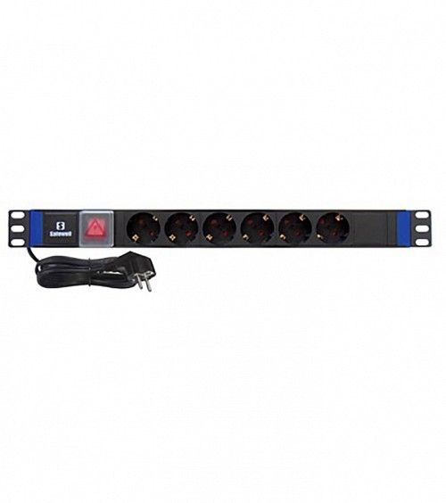 Safewell RACK ΠΟΛΥΠΡΙΖΟ 19' 1U 6 ΘΕΣΕΩΝ + ΔΙΑΚΟΠΤΗ 4000W 16A