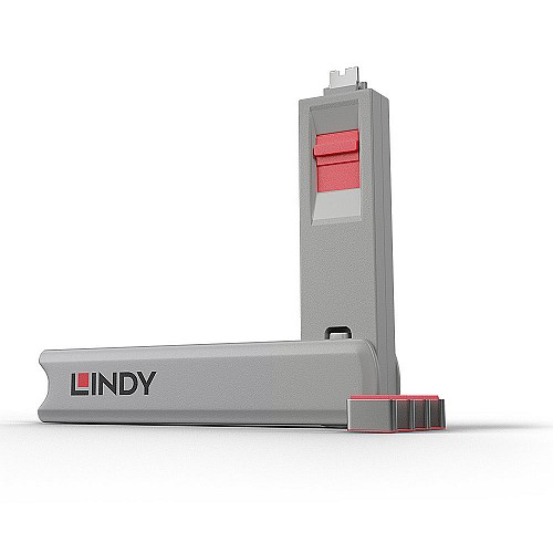 Lindy Port Blocker USB TYPE-C (1 key + 4 x blocks) Pink