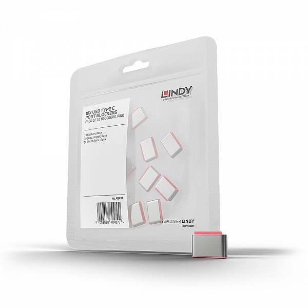 Lindy Port Blocker USB TYPE-C (without key) Pack of 10 Pink