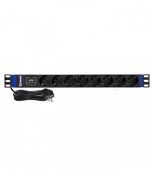 Safewell RACK ΠΟΛΥΠΡΙΖΟ ΑΣΦΑΛΕΙΑΣ 19" 1U 8ΘΕΣΕΩΝ ΜΕ ΠΡΟΣΤΑΣΙΑ ΑΠΟ ΥΠΕΡΤΑΣΗ 4000W 16A ΑΛΟΥΜΙΝΙΟ
