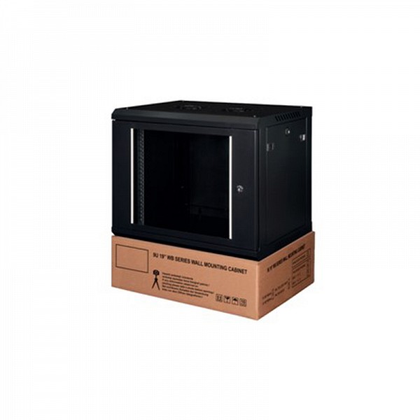 Steel Επίτοιχη καμπίνα 18U με βάθος 600mm Flat Pack Μαύρη STEEL-18U6060-BL-F