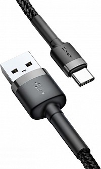 Baseus Cafule Braided USB 2.0 Cable USB-C male - USB-A male Μαύρο 1m (CATKLF-BG1) (BASCATKLF-BG1)