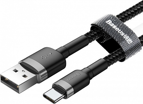 Baseus Cafule Braided USB 2.0 Cable USB-C male - USB-A male Μαύρο 1m (CATKLF-BG1) (BASCATKLF-BG1)