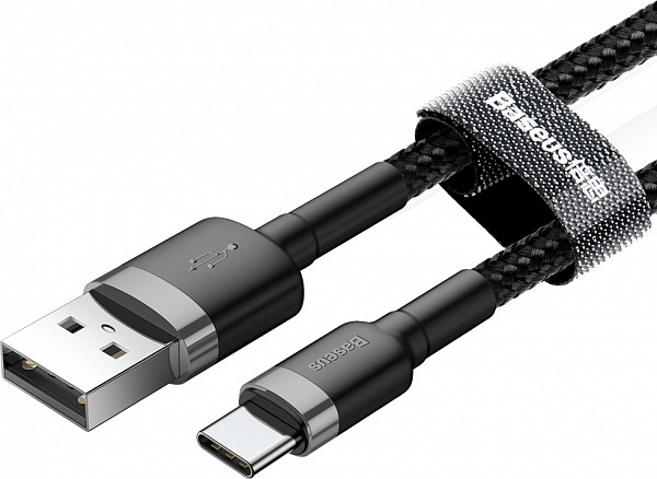 Baseus Cafule Braided USB 2.0 Cable USB-C male - USB-A male Μαύρο 1m (CATKLF-BG1) (BASCATKLF-BG1)
