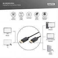DIGITUS DisplayPort connection cable DP M/M 3m w/interlock Ultra HD 4K black AK-340100-030-S
