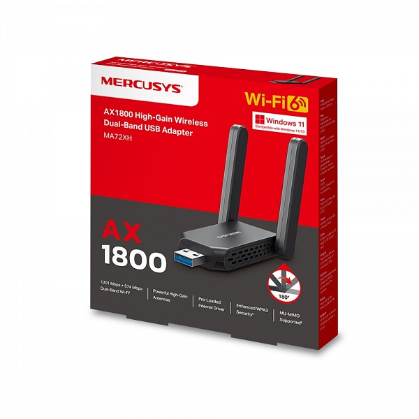 Mercusys AX1800 High-Gain Wireless Dual-Band USB Adapter MA72XH