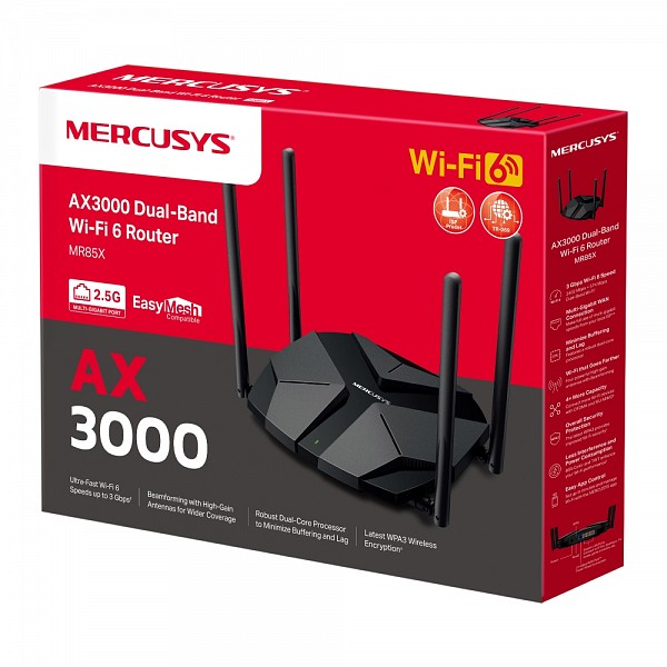 Mercusys AX3000 Dual-Band WiFi 6 Router 2.5GE WAN MR85X