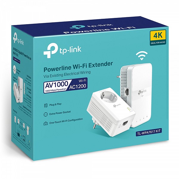 Tp-Link AV1000 Gigabit Passthrough Powerline ac Wi-Fi Kit TL-WPA7617 KIT