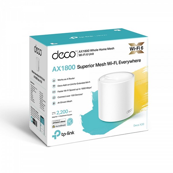 TP-LINK AX1800 Whole Home Mesh Wi-Fi 6 System DECO X20(1-PACK)