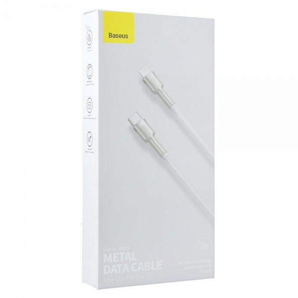Baseus Cafule Braided USB-C to Lightning Cable 20W White 1m CATLJK-A02