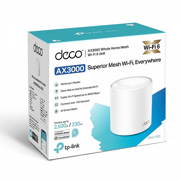 TP-LINK AX3000 Whole Home Mesh WiFi 6 System DECO X50(1-PACK)