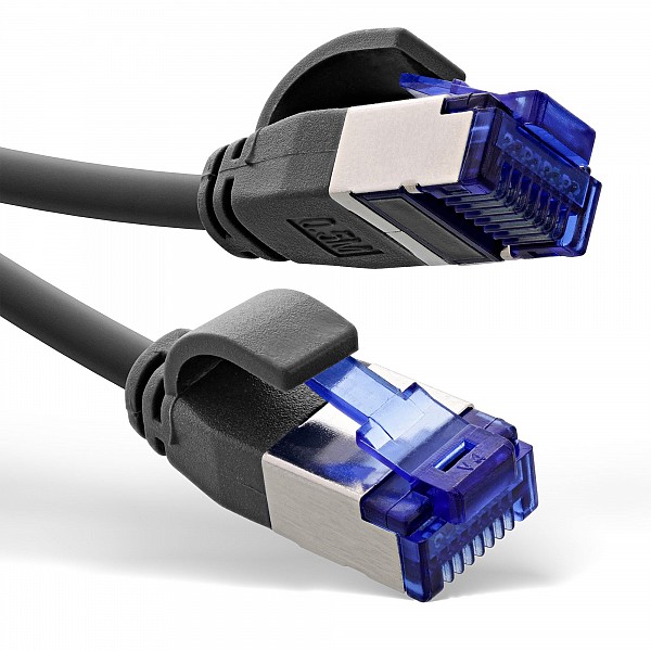 Inline S/FTP 10m Cat6a Μαύρο Slim LSZH