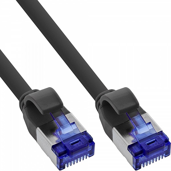 Inline S/FTP 10m Cat6a Μαύρο Slim LSZH