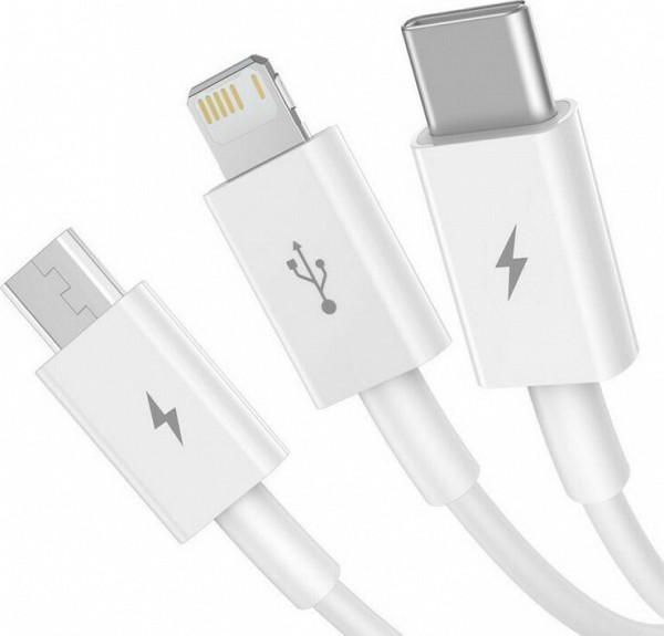 Baseus Superior Series Regular USB to Type-C / Lightning / micro USB Cable 3.5A Λευκό 1.5m (CAMLTYS-02) (BASCAMLTYS02)