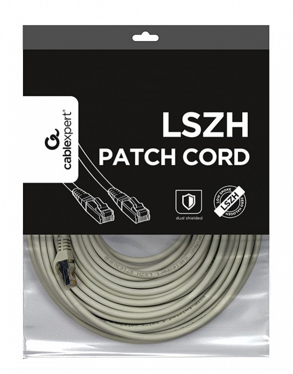 Cablexpert S/FTP Cat. 6A LSZH patch cord, grey, 30m