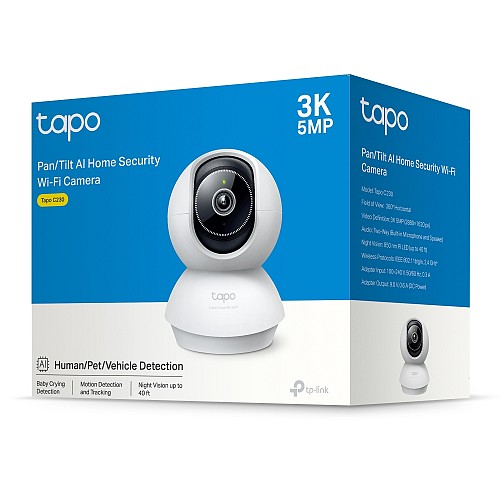 Tp-Link 3K 5MP Pan/Tilt Home Security Wi-Fi Camera TAPO C230