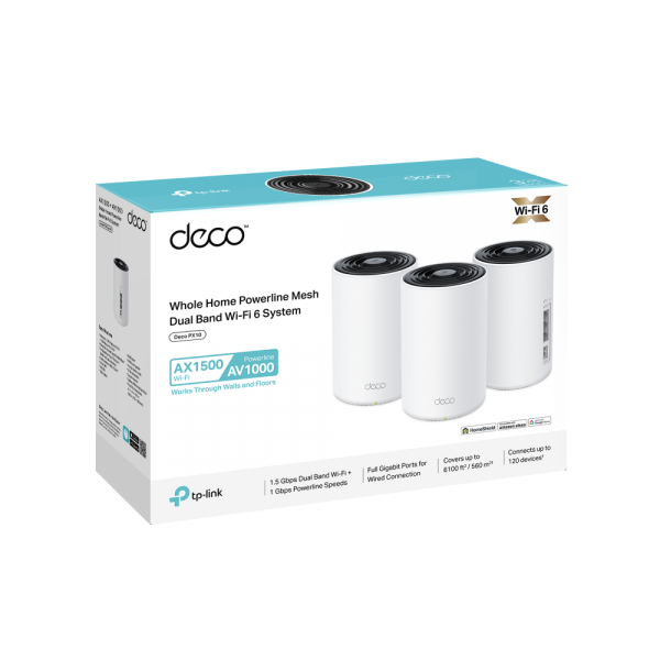 Tp-Link Mesh WiFi 6 System AX1500 + AV1000 Whole Home Powerline (3-PACK)