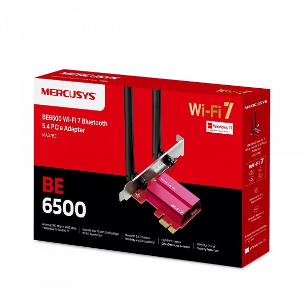 Mercusys BE6500 WiFi 7 Bluetooth 5.4 PCIe Adapter (MA37BE) (MERMA37BE)