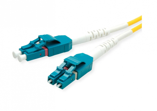 ROLINE Fibre Optic Jumper Cable duplex, 9/125µm, OS2, LC/LC, duplex, LSOH, yellow, 0.5 m
