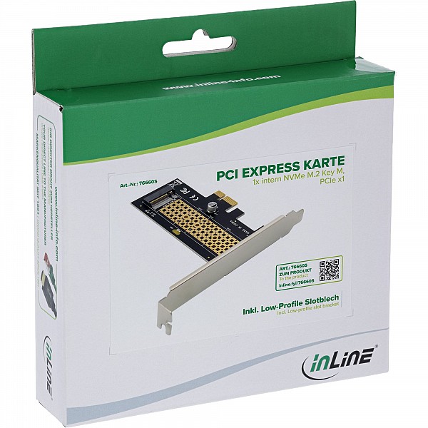 InLine® PCI Express card with 1x NVMe M.2 Key M internal, PCIe x1