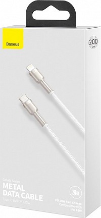 Baseus Cafule Metal Braided USB-C to Lightning Cable 20W Λευκό 2m CATLJK-B02