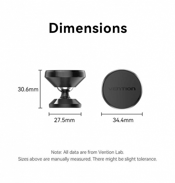 VENTION Magnetic Car Phone Mount Black 3M Adhesive Type KSLB0