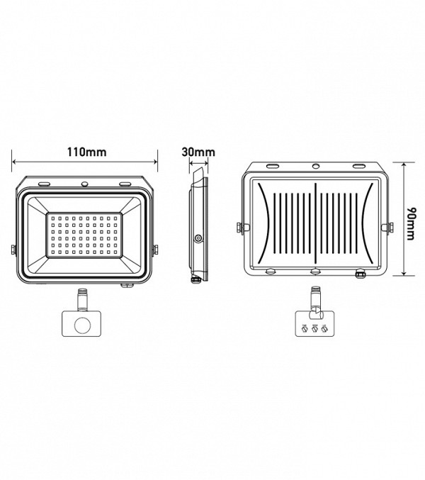 ΠΡΟΒΟΛΕΑΣ LED 20W 220-240VAC 2000LM 6500K DAY LIGHT ΜΕ ΑΙΣΘΗΤΗΡΑ WELLMAX