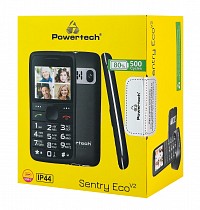 POWERTECH Κινητό Τηλέφωνο Sentry Eco PTM-18, SOS Call, με φακό, μαύρο PTM-18