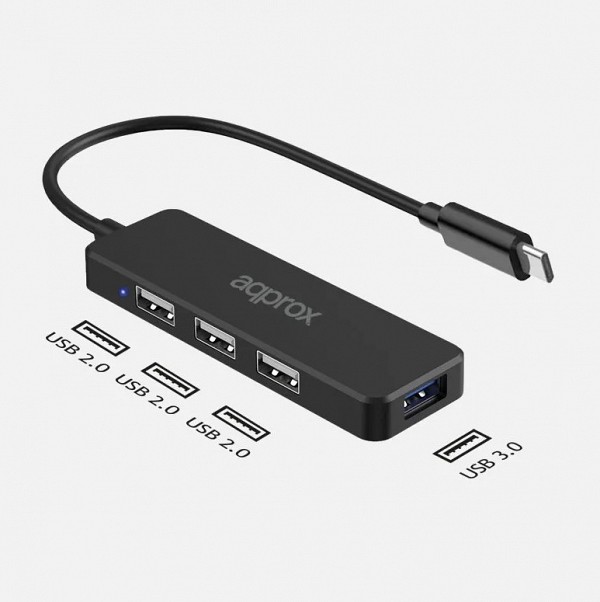 Approx ADAPTER USB Type-C Male to HUB 3xUSB 2.0 ports & 1xUSB 3.0 port C48
