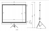 Αναδιπλούμενη οθόνη με τρίποδο 84 210x210cm 1:1 TPS-84/1:1