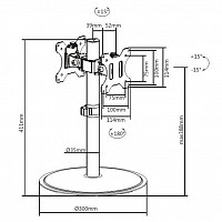 Brateck Articulating Pole Mount Single Dual Monitors Stand 17”-32” MAXVESA100 8kg LDT40-T02