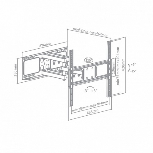 Full-Motion Βάση Επιτοίχια με διπλό βραχίονα 32"-55" MAXVESA400 35kg