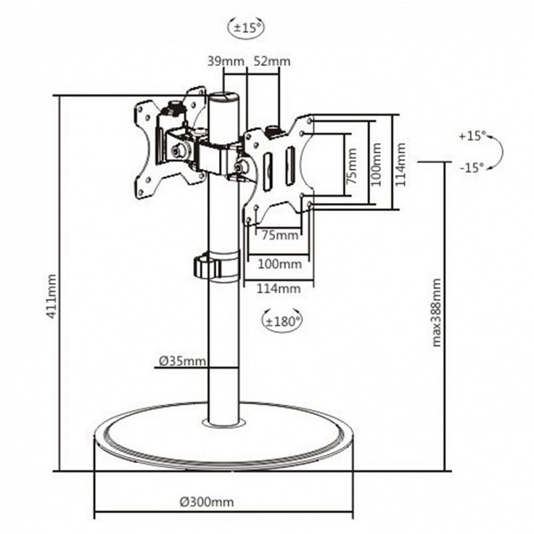 Brateck Articulating Pole Mount Single Dual Monitors Stand 17”-32” MAXVESA100 8kg LDT40-T02