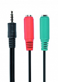 Cablexpert 3.5mm audio + microphone adapter cable 0.2m Black CCA-417