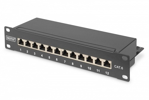 Digitus CAT 6, Class E Patch Panel, shielded, black - DN-91612S