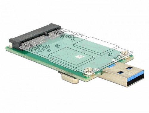 Delock Converter USB 3.0 Type-A male > mSATA full size - 62681