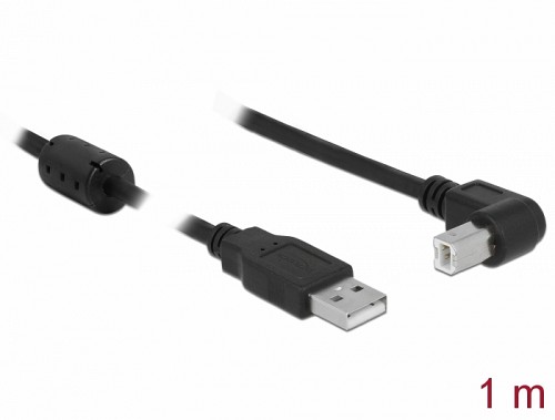 Delock Καλώδιο USB 2.0 τύπου-A αρσενικό > USB 2.0 τύπου-B αρσενικό με γωνία 1 m μαύρο 83519