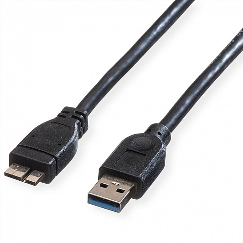 Roline USB 3.2 Gen 1 Cable A - Micro A M/M black 0.8m  - 11.02.8872