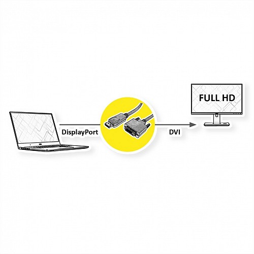 Roline DisplayPort Cable DP-DVI (24+1) M/M black 5m - 11.04.5612